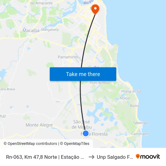 Rn-063, Km 47,8 Norte | Estação Papary to Unp Salgado Filho map