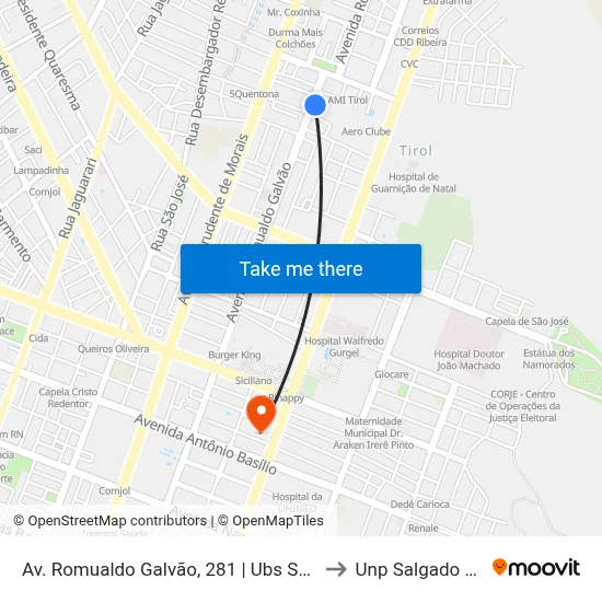 Av. Romualdo Galvão, 281 | Ubs São João to Unp Salgado Filho map