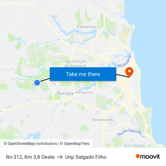 Rn-312, Km 3,8 Oeste to Unp Salgado Filho map