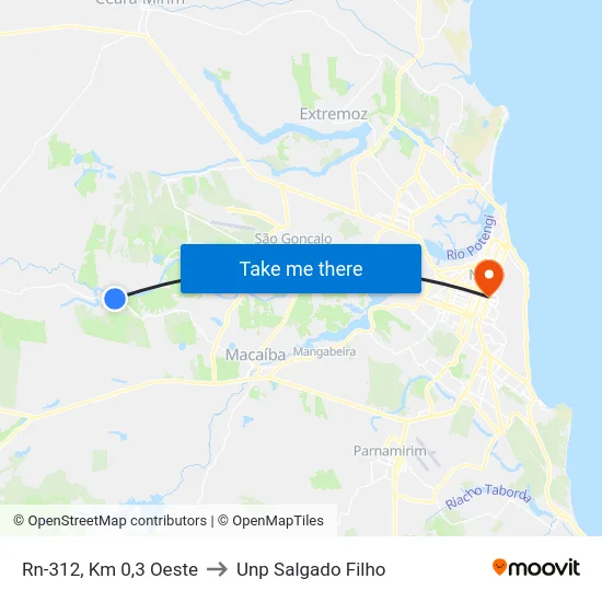 Rn-312, Km 0,3 Oeste to Unp Salgado Filho map