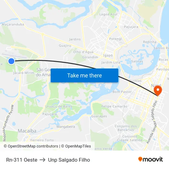 Rn-311 Oeste to Unp Salgado Filho map