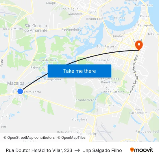 Rua Doutor Heráclito Vilar, 233 to Unp Salgado Filho map