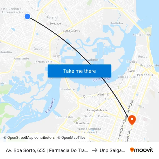 Av. Boa Sorte, 655 | Farmácia Do Trabalhador Potiguar to Unp Salgado Filho map