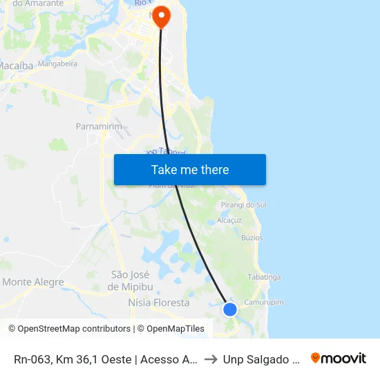 Rn-063, Km 36,1 Oeste | Acesso A Timbó to Unp Salgado Filho map