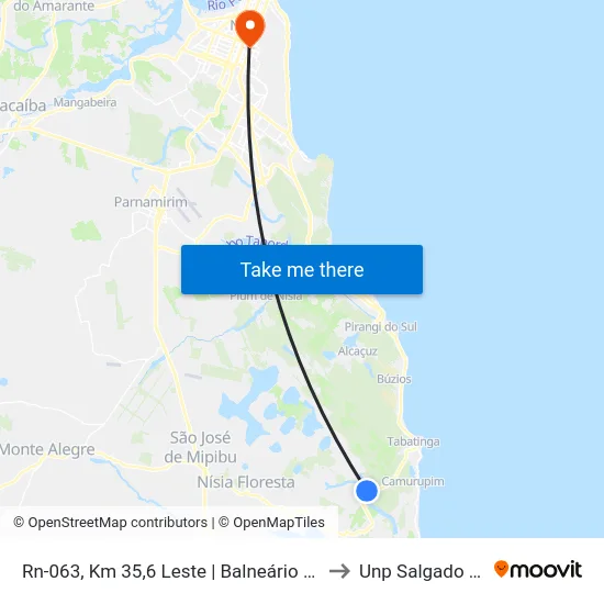 Rn-063, Km 35,6 Leste | Balneário Boa Cica to Unp Salgado Filho map