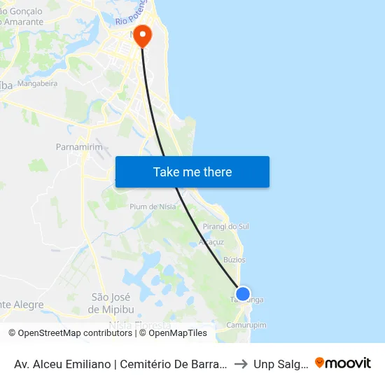 Av. Alceu Emiliano | Cemitério De Barra De Tabatinga - Sentido Barreta to Unp Salgado Filho map