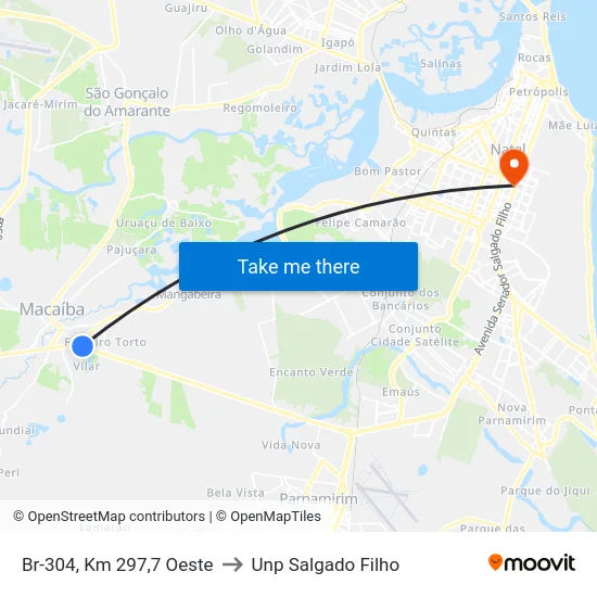 Br-304, Km 297,7 Oeste to Unp Salgado Filho map
