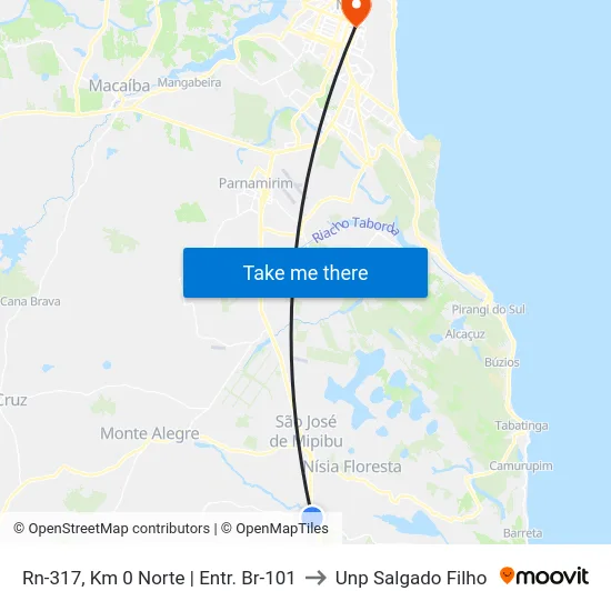 Rn-317, Km 0 Norte | Entr. Br-101 to Unp Salgado Filho map