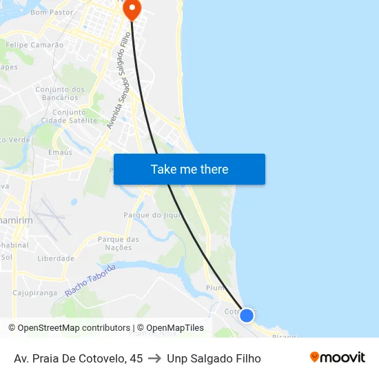Av. Praia De Cotovelo, 45 to Unp Salgado Filho map