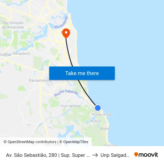 Av. São Sebastião, 280 | Sup. Super Show Pirangi to Unp Salgado Filho map