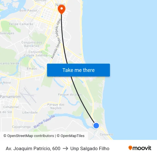 Av. Joaquim Patrício, 600 to Unp Salgado Filho map