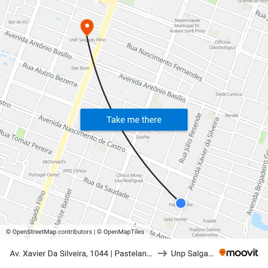 Av. Xavier Da Silveira, 1044 | Pastelanche Nova Descoberta to Unp Salgado Filho map