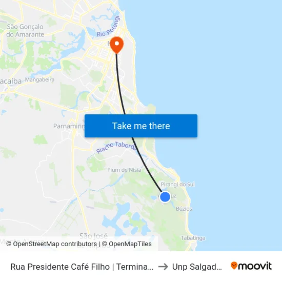Rua Presidente Café Filho | Terminal De Alcaçuz to Unp Salgado Filho map