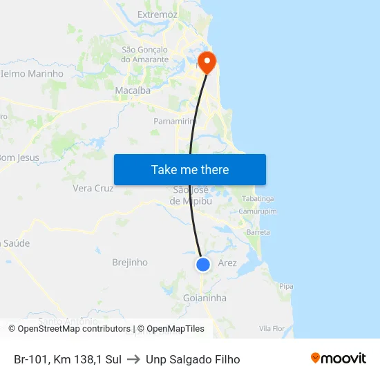 Br-101, Km 138,1 Sul to Unp Salgado Filho map