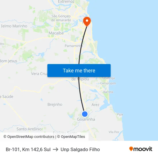 Br-101, Km 142,6 Sul to Unp Salgado Filho map