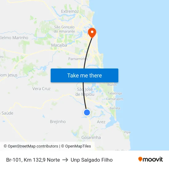 Br-101, Km 132,9 Norte to Unp Salgado Filho map