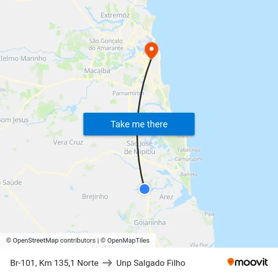 Br-101, Km 135,1 Norte to Unp Salgado Filho map