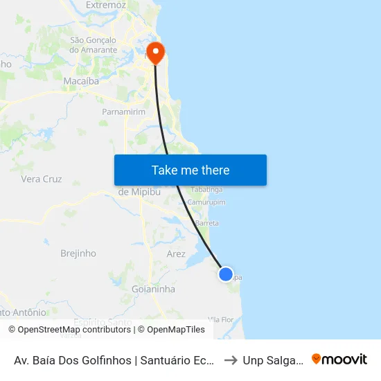 Av. Baía Dos Golfinhos | Santuário Ecológico - Sentido Pipa to Unp Salgado Filho map