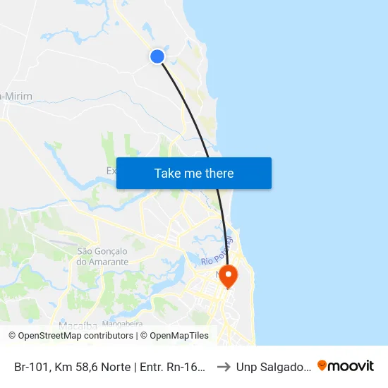 Br-101, Km 58,6 Norte | Entr. Rn-160 Para Muriú to Unp Salgado Filho map