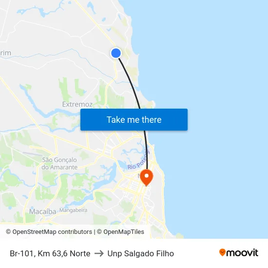 Br-101, Km 63,6 Norte to Unp Salgado Filho map