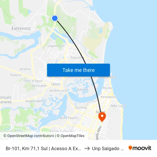 Br-101, Km 71,1 Sul | Acesso A Extremoz to Unp Salgado Filho map