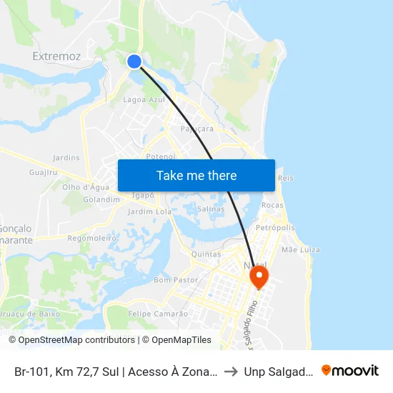 Br-101, Km 72,7 Sul | Acesso À Zona Norte De Natal to Unp Salgado Filho map