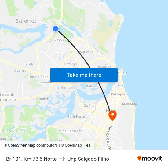 Br-101, Km 73,6 Norte to Unp Salgado Filho map
