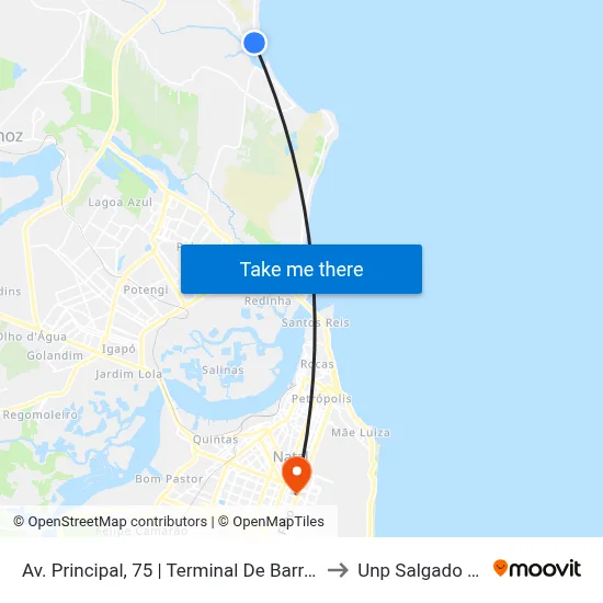 Av. Principal, 75 | Terminal De Barra Do Rio to Unp Salgado Filho map