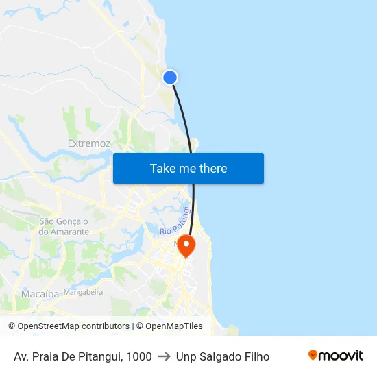 Av. Praia De Pitangui, 1000 to Unp Salgado Filho map