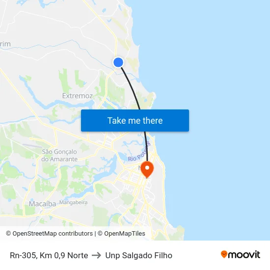 Rn-305, Km 0,9 Norte to Unp Salgado Filho map