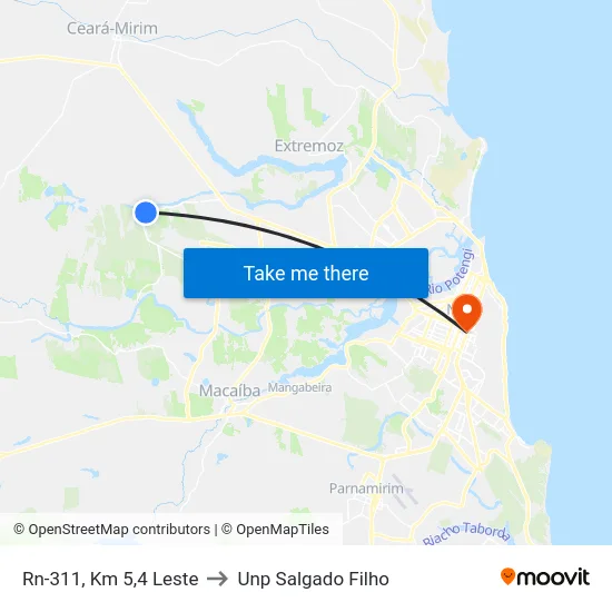 Rn-311, Km 5,4 Leste to Unp Salgado Filho map