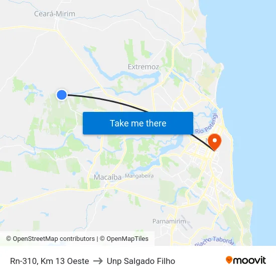Rn-310, Km 13 Oeste to Unp Salgado Filho map