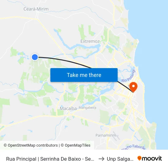 Rua Principal | Serrinha De Baixo - Sentido Canto De Moça to Unp Salgado Filho map