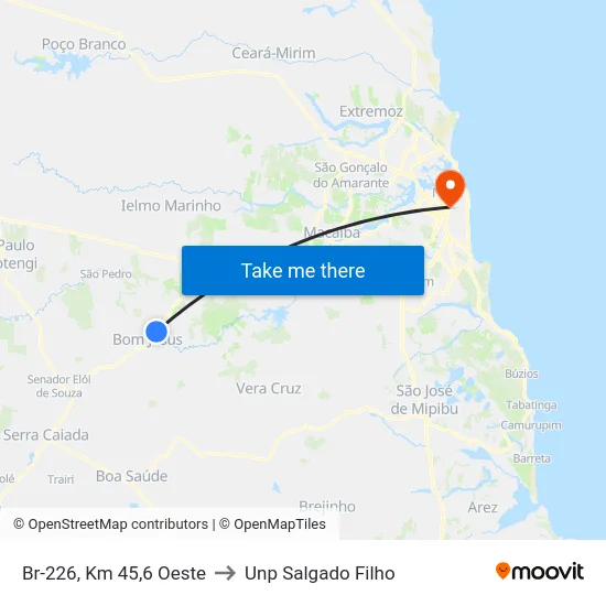 Br-226, Km 45,6 Oeste to Unp Salgado Filho map