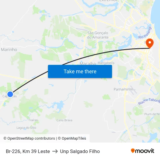 Br-226, Km 39 Leste to Unp Salgado Filho map