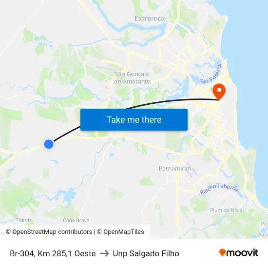 Br-304, Km 285,1 Oeste to Unp Salgado Filho map
