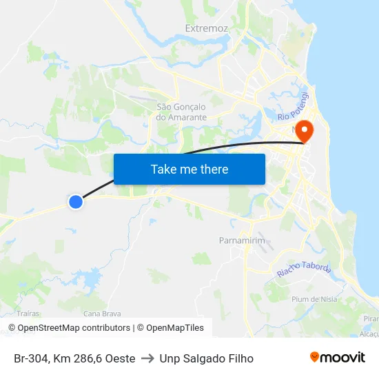 Br-304, Km 286,6 Oeste to Unp Salgado Filho map