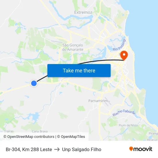 Br-304, Km 288 Leste to Unp Salgado Filho map
