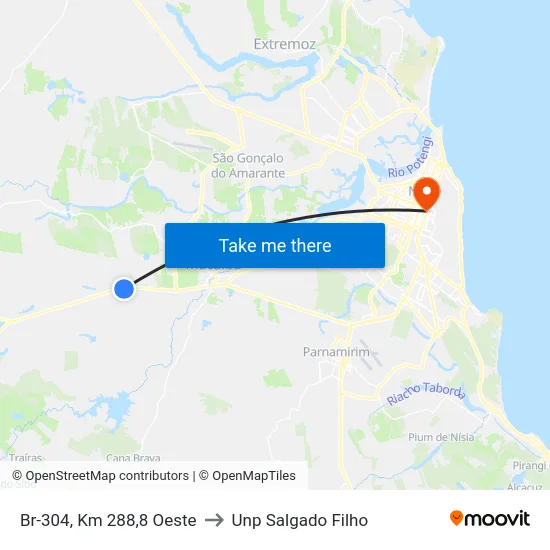 Br-304, Km 288,8 Oeste to Unp Salgado Filho map