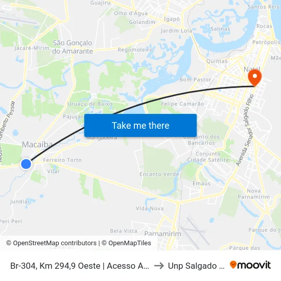 Br-304, Km 294,9 Oeste | Acesso A Macaíba to Unp Salgado Filho map