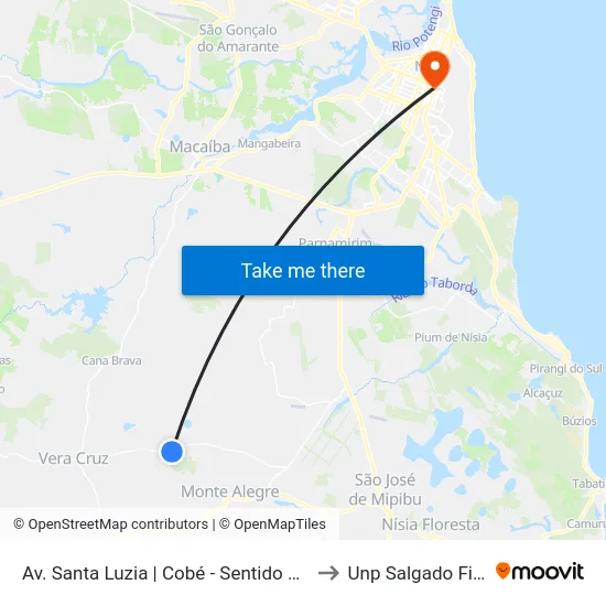 Av. Santa Luzia | Cobé - Sentido Natal to Unp Salgado Filho map