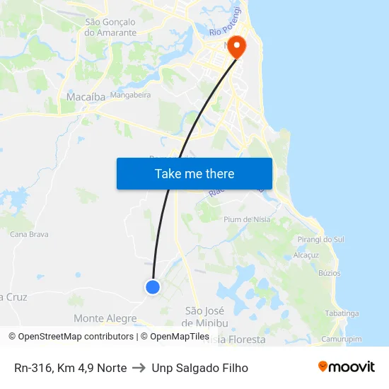 Rn-316, Km 4,9 Norte to Unp Salgado Filho map