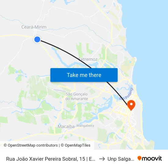 Rua João Xavier Pereira Sobral, 15 | Entrada De Ceará-Mirim to Unp Salgado Filho map