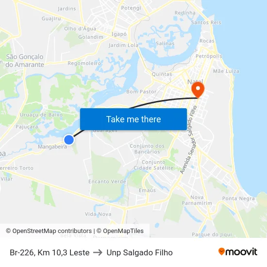 Br-226, Km 10,3 Leste to Unp Salgado Filho map