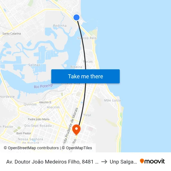 Av. Doutor João Medeiros Filho, 8481 | Cemitério Da Redinha to Unp Salgado Filho map