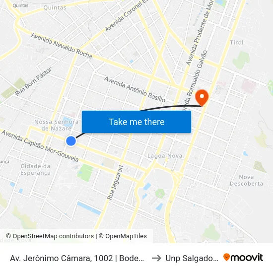 Av. Jerônimo Câmara, 1002 | Bodega Do Mané to Unp Salgado Filho map