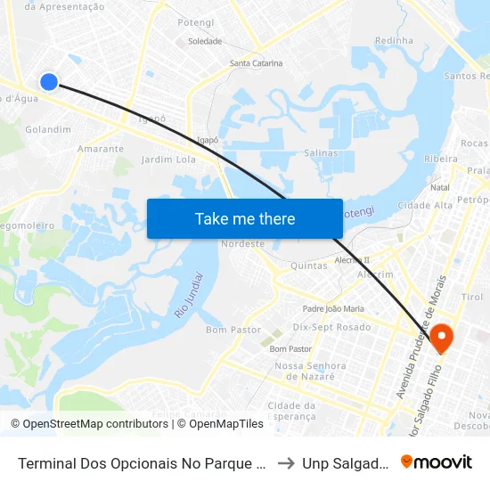Terminal Dos Opcionais No Parque Dos Coqueiros to Unp Salgado Filho map