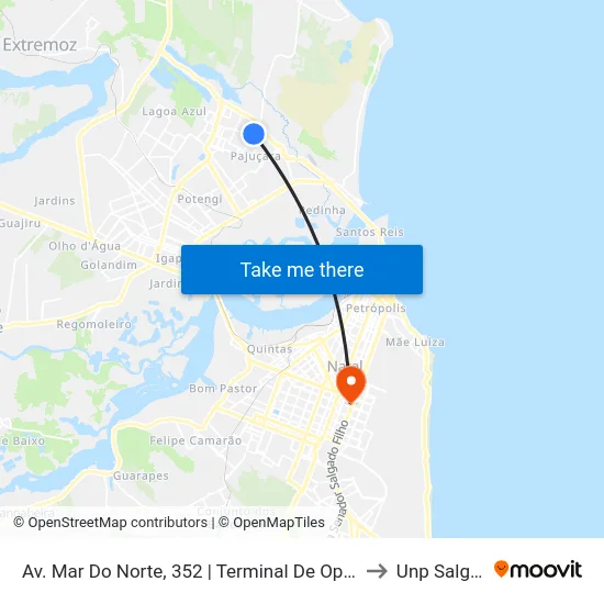 Av. Mar Do Norte, 352 | Terminal De Opcionais Do Parque Das Dunas to Unp Salgado Filho map