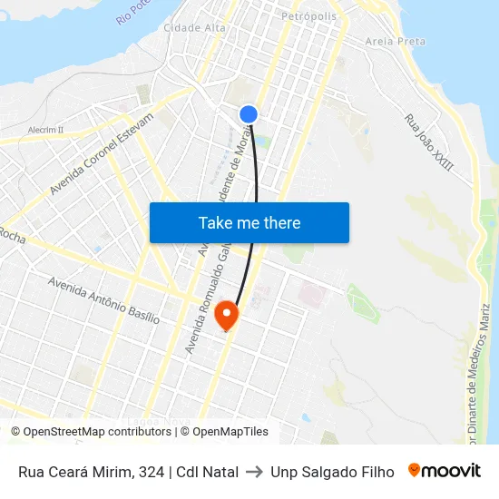 Rua Ceará Mirim, 324 | Cdl Natal to Unp Salgado Filho map