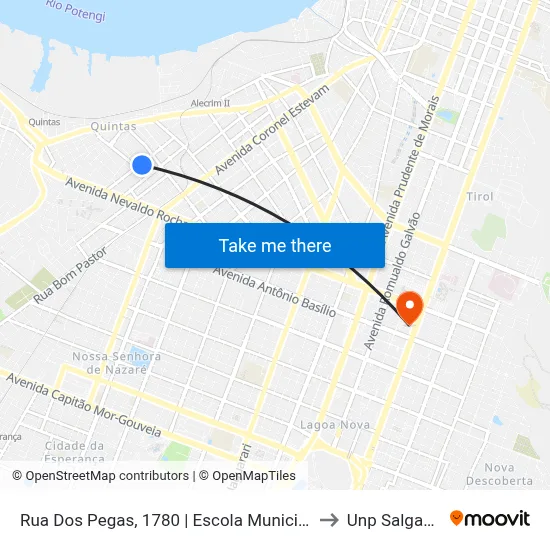 Rua Dos Pegas, 1780 | Escola Municipal Ferreira Itajubá to Unp Salgado Filho map